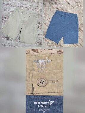 Old Navy Active Men’s Stretch Tech Shorts - Khaki & Blue Size 30